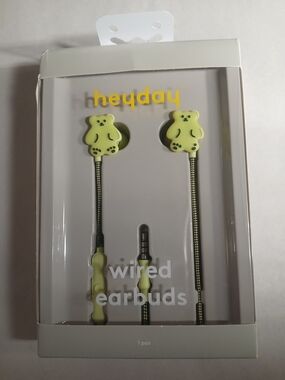 heyday Lime Green Bear Wired Earbuds